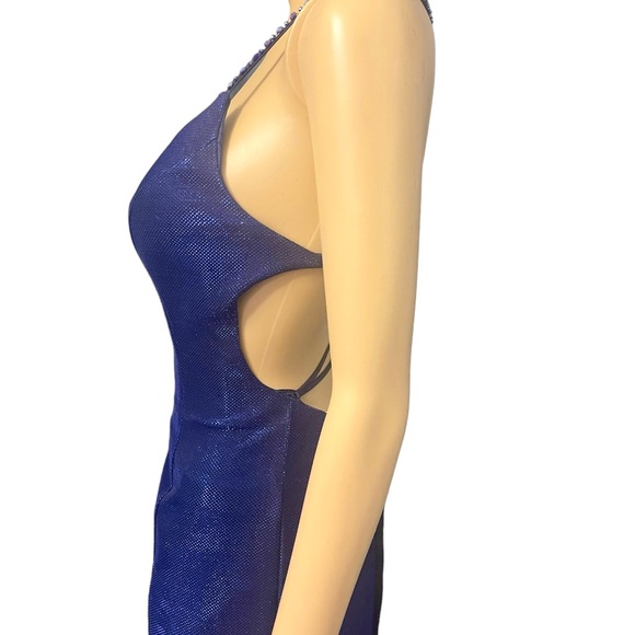 BOU BOU - METALLIC V NECK SLIT LONG GOWN - Picture 7 of 11